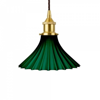 Scallop Fluted Bell Emerald Green Pendant Light